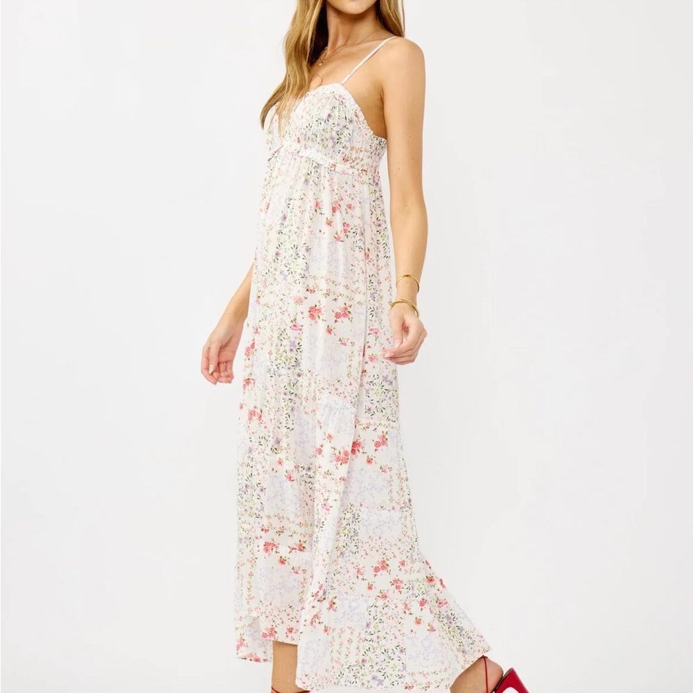 Lovestitch White and Pink Maxi Dress
